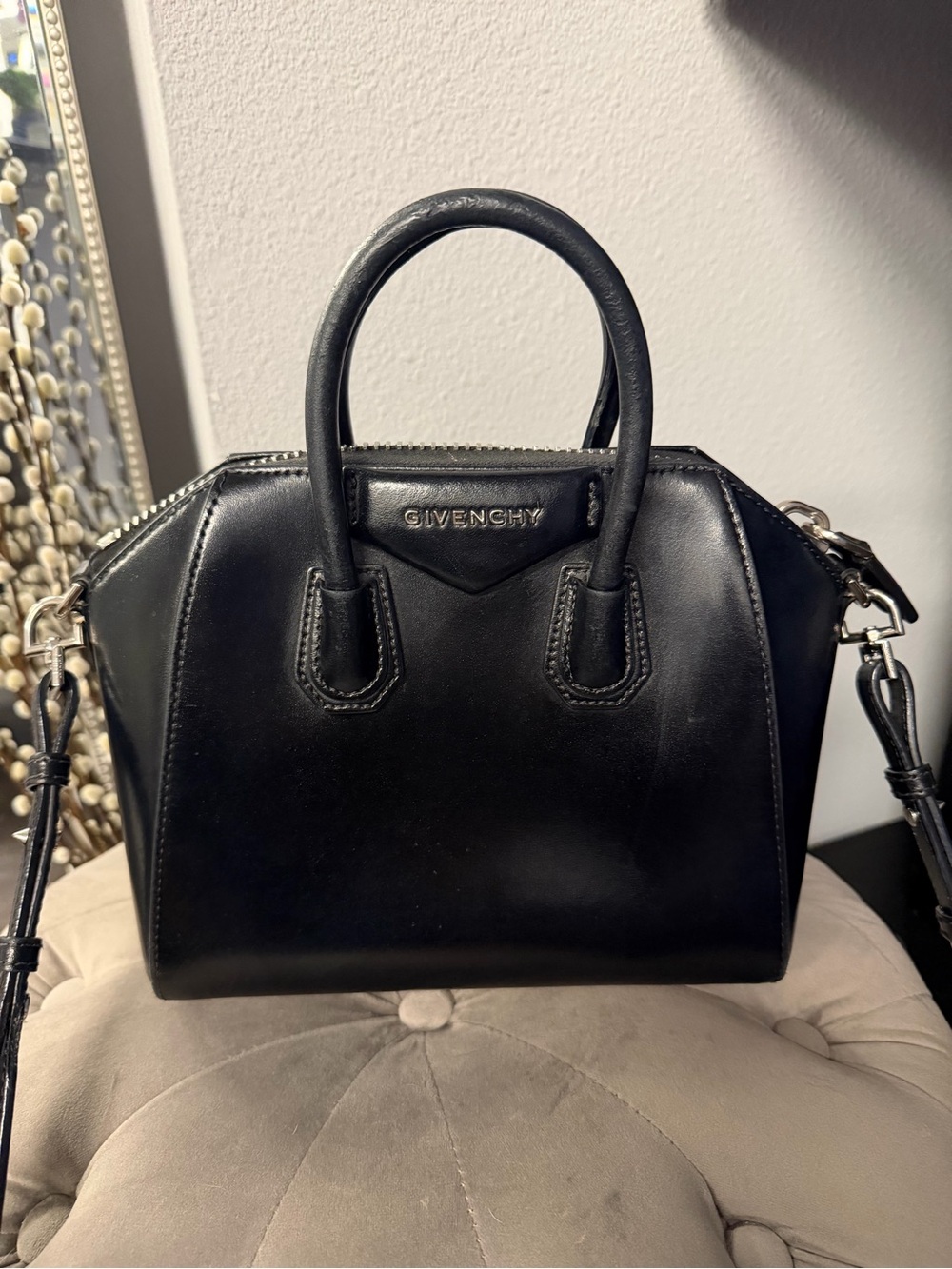 Givenchy Black Leather Small Satchel with Removable Strap
